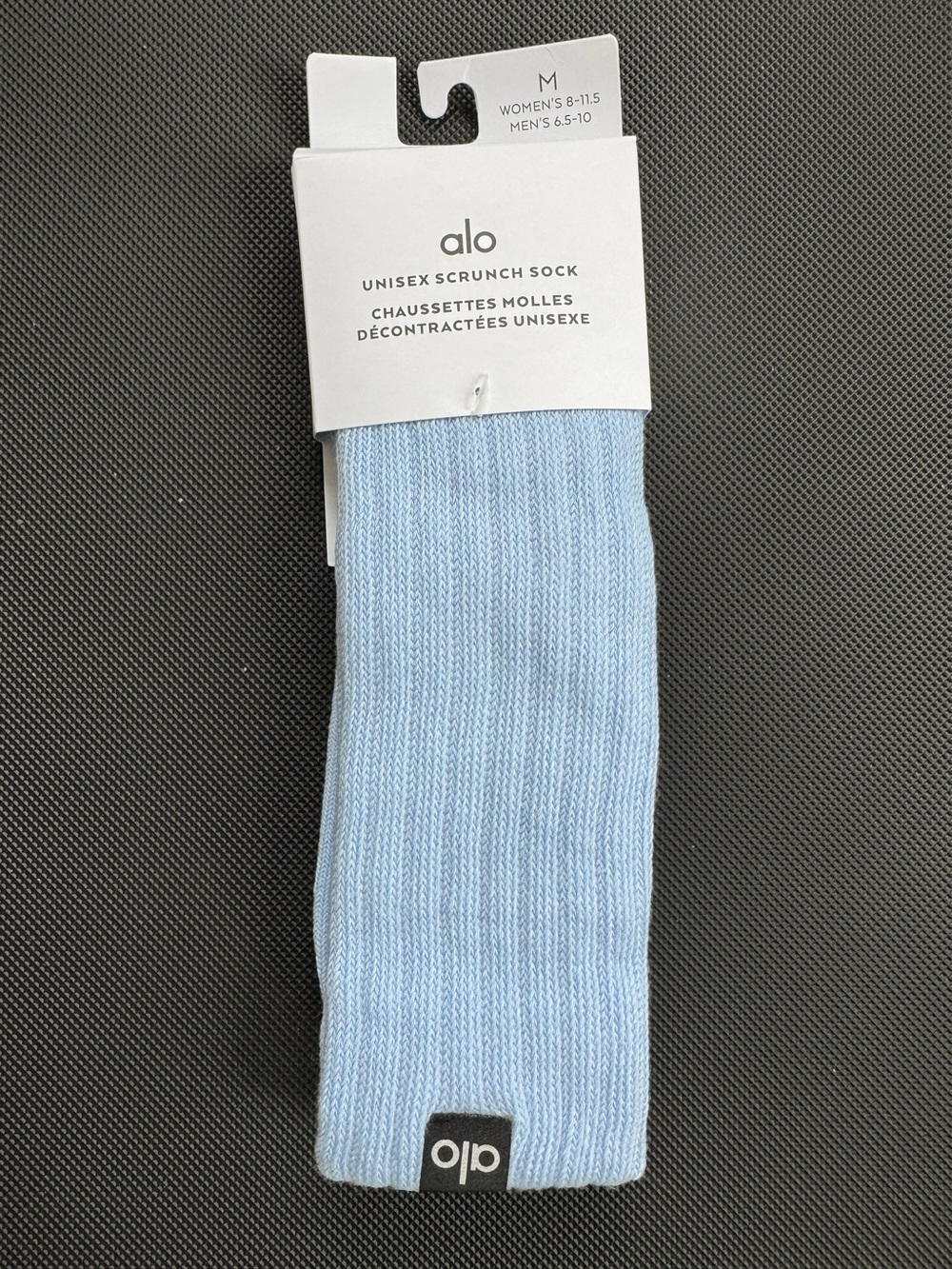 ALO Yoga Unisex Scrunch Sock Seashell Blue NEW NWT Light Blue Medium